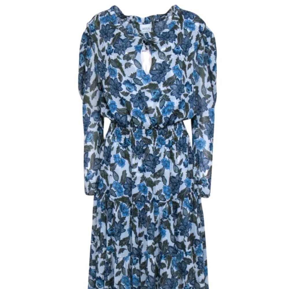 MISA Blue Long Sleeve Dress